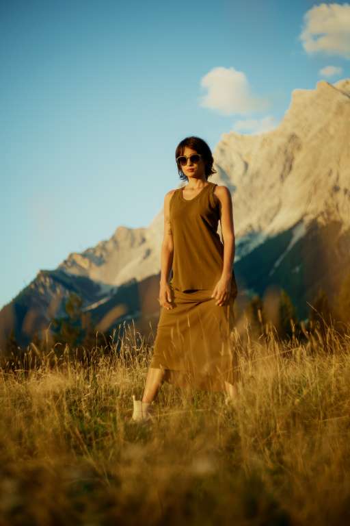 hot girl glasses in the mountains